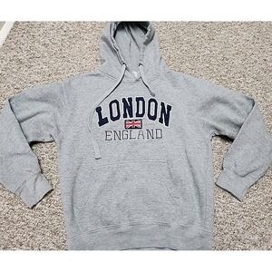London England Embroidered Gray Hoodie Size M Zone One